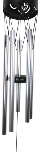 Monarch Butterlfy Cylindrical Steel Metal Filigree Hanging Solar Wind Chime