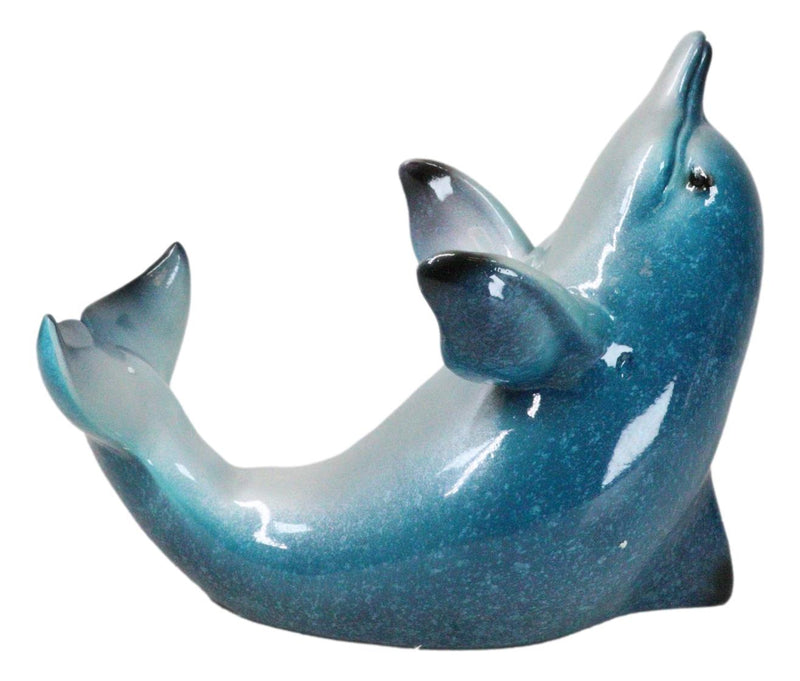 Nautical Ocean Marine Flipping Blue Dolphin Fish Wine Bottle Holder Beach Accent
