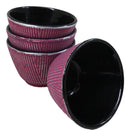 Pack Of 4 Magenta With Silver Hues Cast Iron Tetsubin Textured Tea Cups 3oz