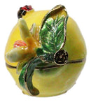 Yellow Lemon Ladybug Pewter Austrian Crystals Bejewelled Trinket Jewelry Box