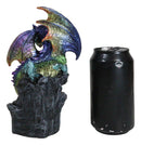 Green Blue Gold Galaxy Baby Dragon On Faux Geode LED Crystals Rock Figurine