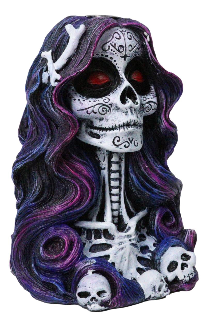Day of the Dead Senorita Backflow Incense Burner Sugar Skull Skeleton Lady Decor
