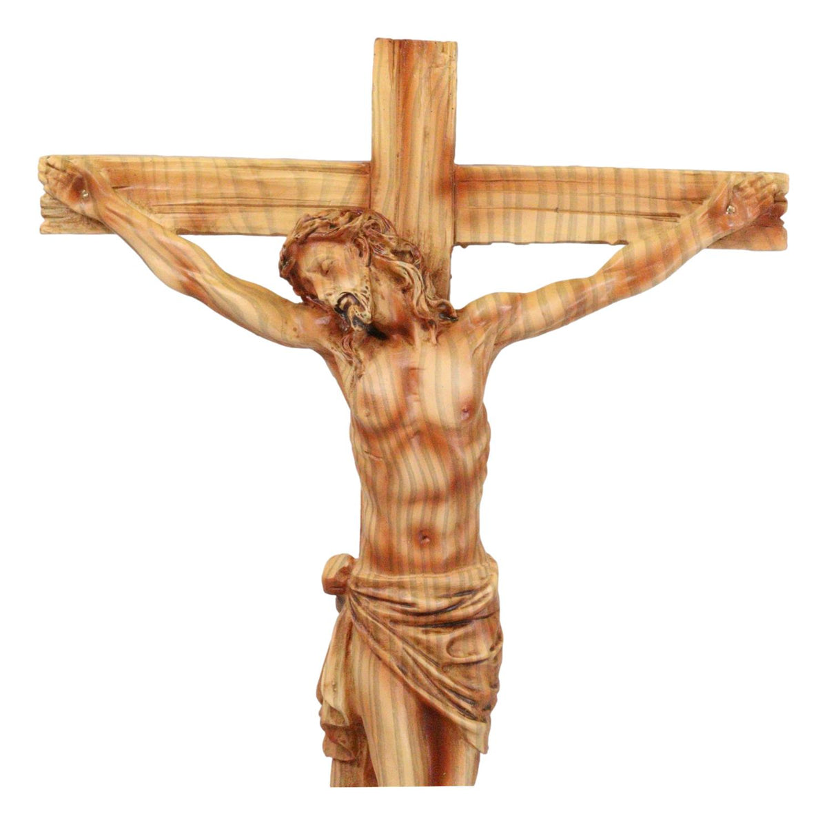 Passion Of Jesus Christ On The Cross In Faux Cedar Wood Finish Figurine 11.25"H