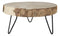 Unfinished Natural Wood Bark Round Slice with Metal Legs Pedestal Stand 9"D