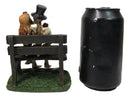 Skeleton Couple with Top Hat and Wig Sitting On Park Bench With Roses Figurine