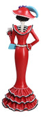 Red Dressed Fashionista Senorita Skeleton Lady Rosa With Blue Handbag Figurine