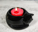 Wicca Mystic Ceramic Sleeping Black Feline Cat Tea Light Votive Candleholder