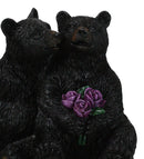 Rustic Forest Whimsical Cuddling Black Bear Couple with Flower Bouquet Figurine