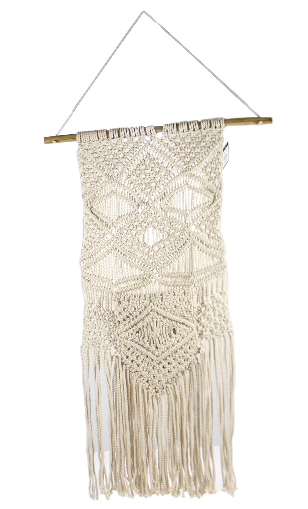 Boho Hand Woven Cotton Macrame Tapestry With Center Pocket & Tassels Wall Decor
