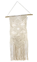 Boho Hand Woven Cotton Macrame Tapestry With Center Pocket & Tassels Wall Decor