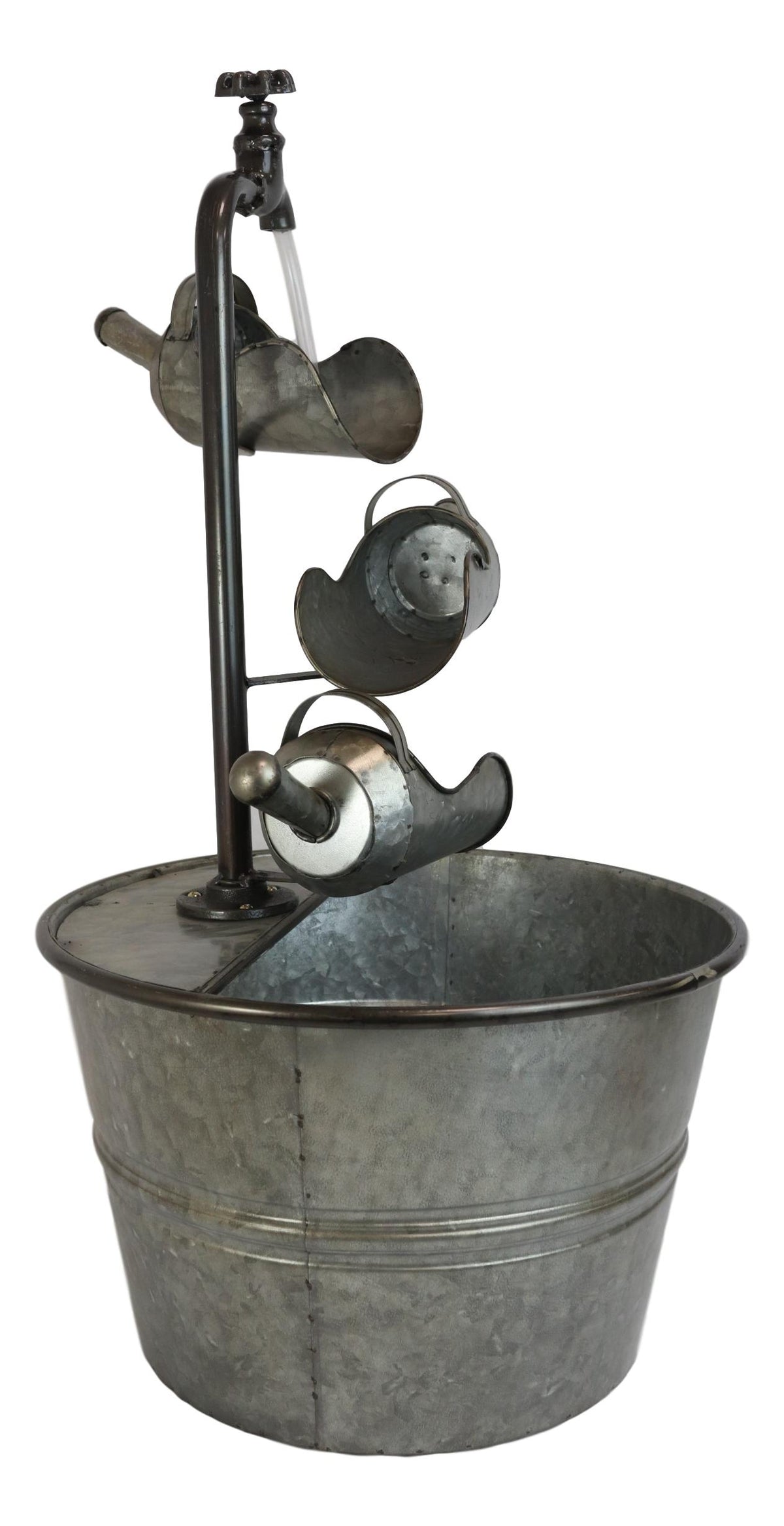 Galvanized Metal Rustic 3 Tier Shovels Cascading Basin Electric Water Fountain