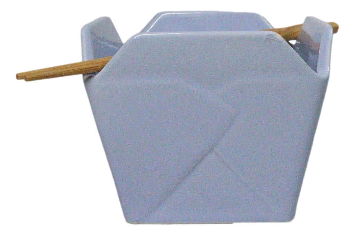 Blue Koi Fishes In Water Takeout To Go Box Serving Bowl With Chopsticks Set