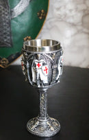 Medieval Swordsman White Templar Crusader Knight Suit of Armor Wine Goblet