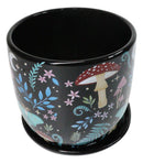 Wicca Witchcraft Magic Dark Forest Mushroom Ceramic Planter Pot With Saucer Set