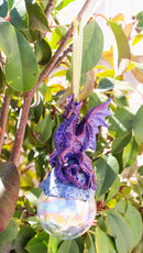 Ruth Thompson Purple Maelstrom Dragon On Pearl Glass Ball Ornament Figurine 5"H