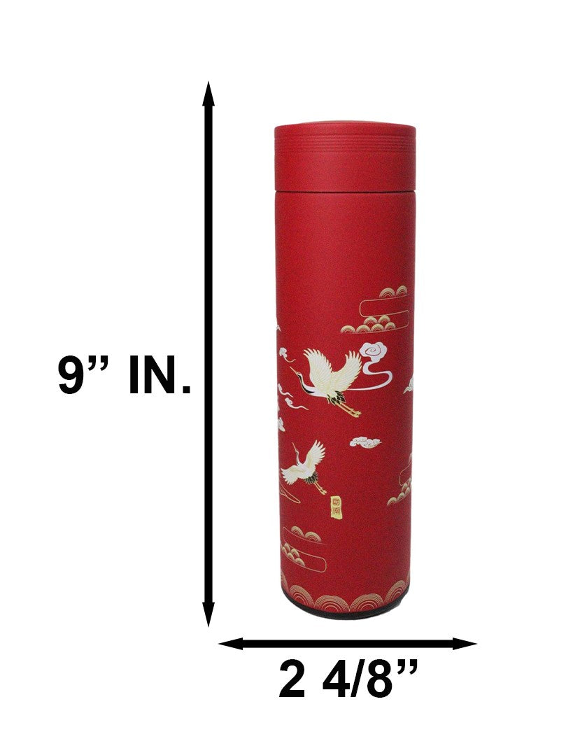 Red Sakura Cranes 17oz Vacuum Insulated Stainless Steel Thermos Bottle W Infuser