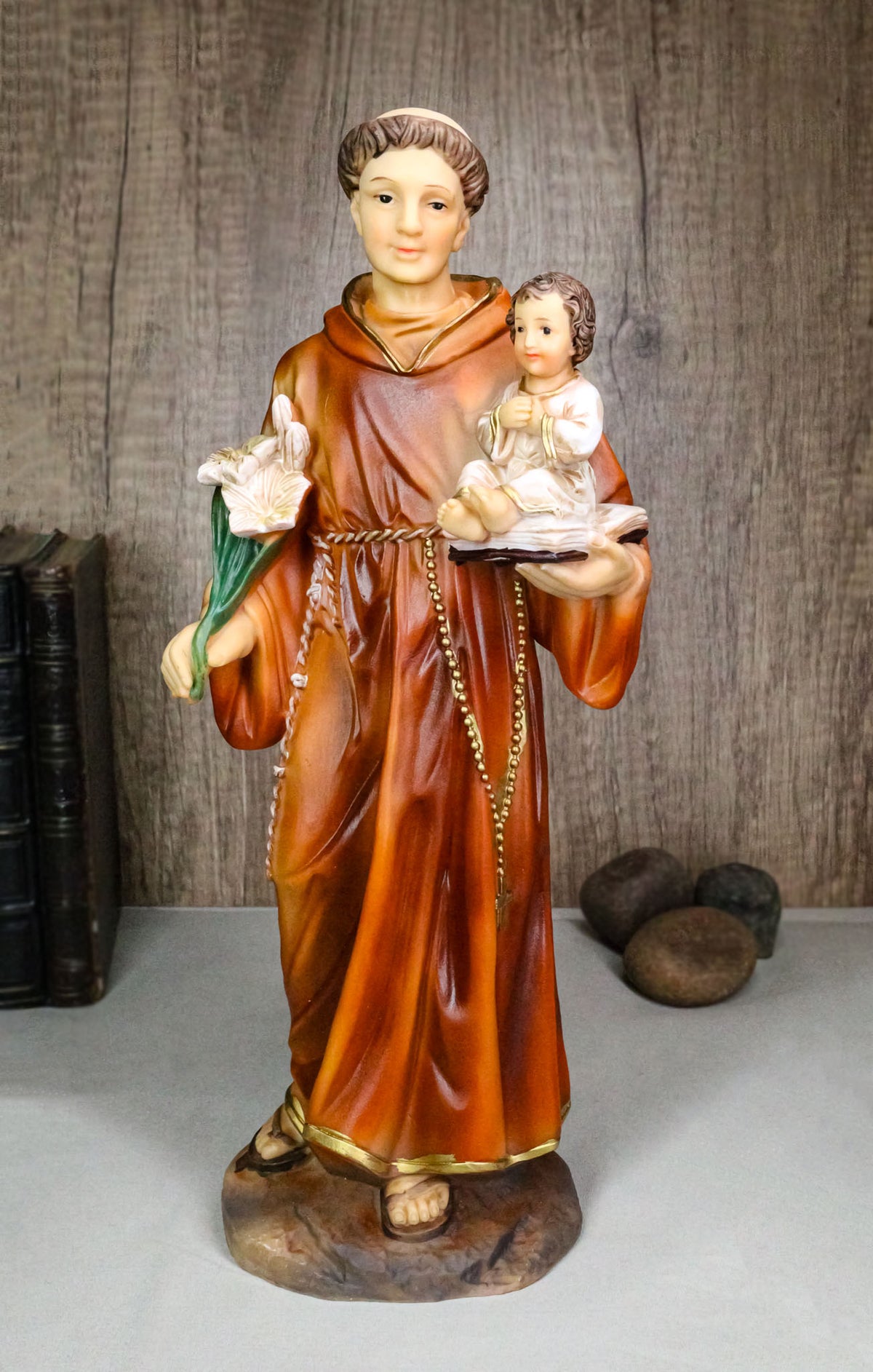 Catholic Church Saint Anthony of Padua Carrying Baby Jesus And Bible Statue 12"H - Ebros Gift