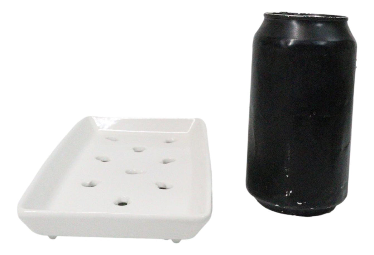 Pack Of 12 Ceramic White Neta Zara Sushi Case Plates With Drip Holes 8" By 4"