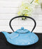 Turquoise Blue Auspicious Koi Fishes Cast Iron Tetsubin Teapot With Enamel Liner