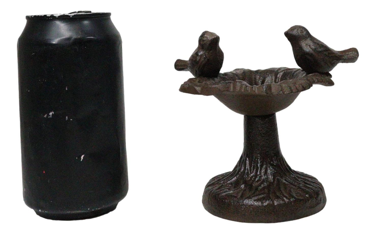 Cast Iron Rustic Whimsical Two Birds On Tree Bird Feeder Bath Small Sculpture