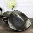 Set Of 5 Charcoal Grey Hakumu Ceramic Appetizer Salad Triangular Deep Plates