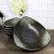 Set Of 5 Charcoal Grey Hakumu Ceramic Appetizer Salad Triangular Deep Plates