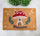 Welcome Toadstool Mushroom Home Wicca Coir Coconut Fiber Floor Mat Doormat 24"L