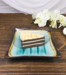 Pack Of 6 Green Midori Kannyu Ceramic Wavy Square Appetizer Salad Plates 7"