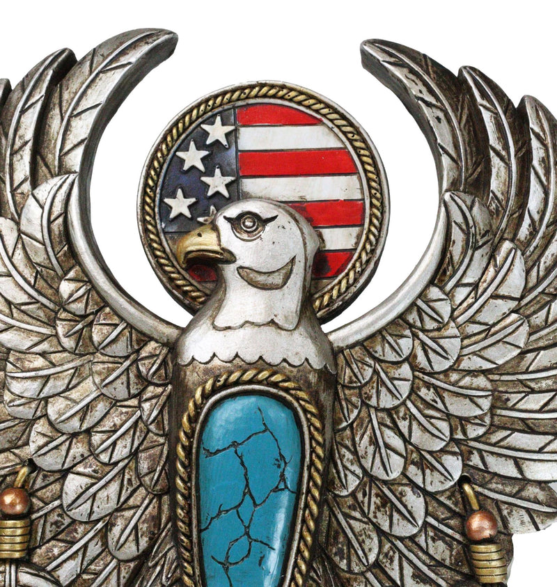 Southwestern American Flag Eagle With Turquoise Rocks Feathers Arrows Wall Decor