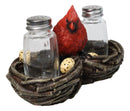 Wildlife Cardinal Nest Salt & Pepper Shaker Holder Red Bird Tabletop Figurine