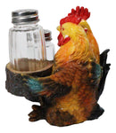 Rooster & Hen Salt and Pepper Shaker Holder Country Rustic Farmhouse Chicken