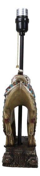Southwestern Navajo Indian Chief Skull Headdress Cowboy Horse Saddle Table Lamp