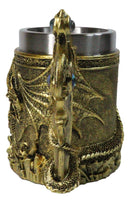 Large Golden Dragon Mug with Jeweled Sword Handle Medieval Fantasy Tankard 20oz