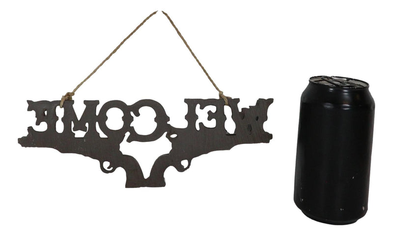 Rustic Western Texas Lone Star Dual Revolver Pistols Welcome Sign Wall Decor