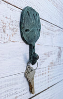 Set Of Two Cast Iron Verdigris Coastal Marine Sand Dollar Wall Coat Hook Hangers