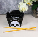 Black Peekaboo Panda Takeout To Go Box Serving Bowl With Chopsticks Set