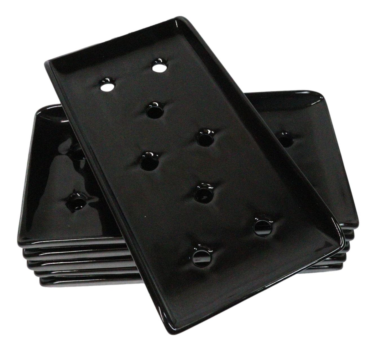 Pack Of 6 Japanese Raw Sushi Preparation Storage Black Neta Zara Ceramic Plates