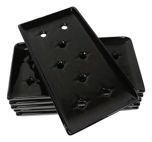 Pack Of 6 Japanese Raw Sushi Preparation Storage Black Neta Zara Ceramic Plates
