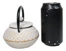 Rustic White Tokusa With Gold Patterns Petite Cast Iron Teapot 10oz Tea Pot