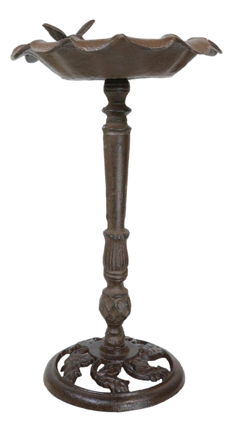 Rustic Cast Iron Hummingbird Perching On Sunflower Garden Bird Feeder Bath 19"H