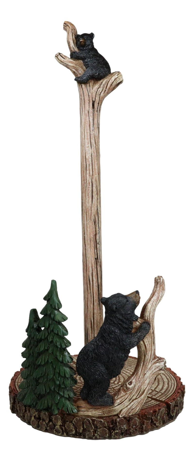 Woodland Black Bear Cubs Climbing On Tree In Pine Forest Paper Towel Holder