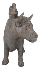 Rustic Vintage Farmhouse Chickens Hens Marching On Holstein Cow Back Figurine