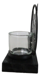 Wicca Phases of The Moon Celestial Black Cat Metal Votive T-Lite Candle Holder