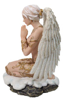 Praying Seraphim Angel With Golden Scrollwork Motif On Her Knees Figurine 6.25"H