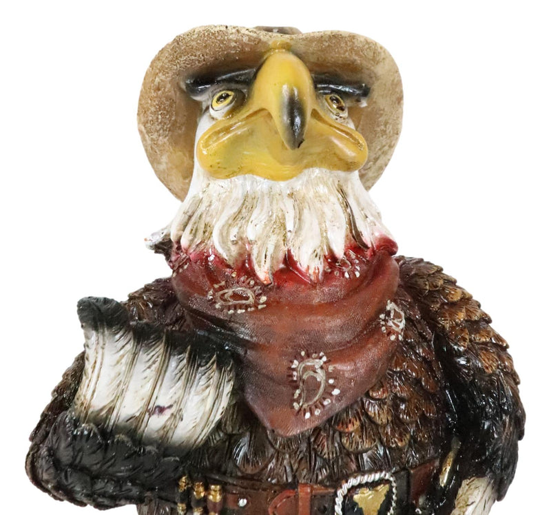 Rustic Western Country Comical Cowboy Bald Eagle Sheriff In Boots Figurine