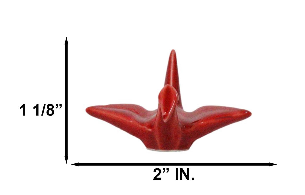 Ebros Set of 4 Ceramic Red Japanese Origami Crane Incense Stick Holders
