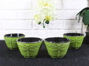 Pack Of 4 Green Tombo Dragonfly Cast Iron Tetsubin Textured Tea Cups 3oz