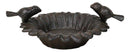 Small Rustic Cast Iron Lovebirds Perching On Sunflower Garden Bird Feeder Bath