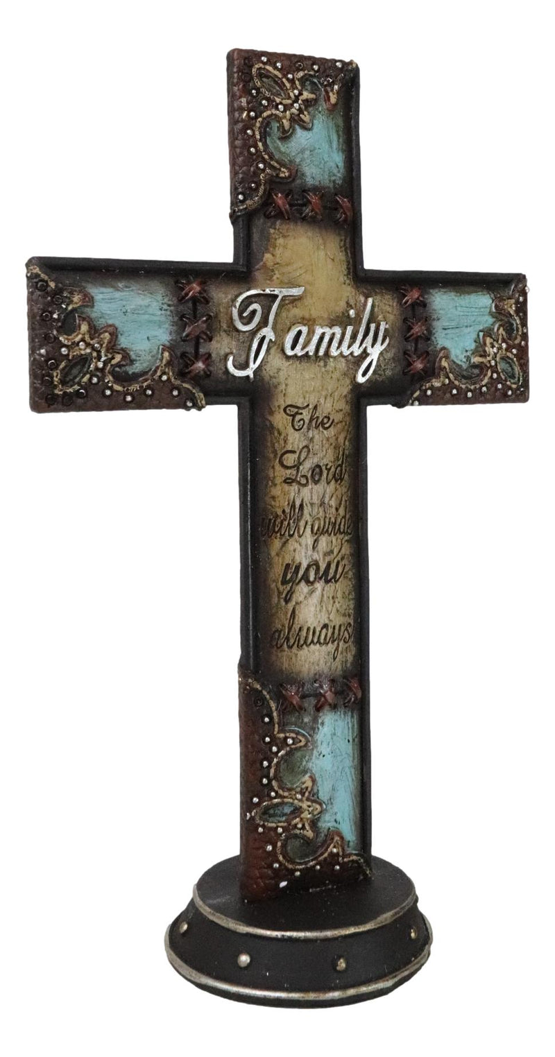 Turquoise Rustic Tuscany Family The Lord Will Guide You Always Desktop Cross