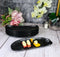 Pack Of 6 Half Moon Matte Black Melamine 2 Partitions Sushi Plates Platters 11"L